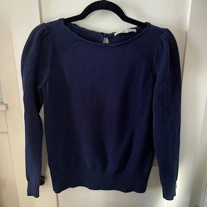 Navy Puff Sleeve Loft Sweater